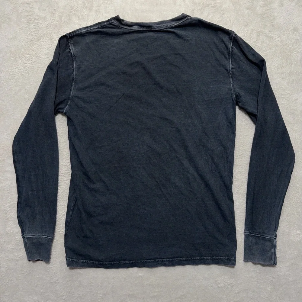 American Eagle Men's Long Sleeve Casual Tee Shirt Acid Wash Grey Logo XS Grunge